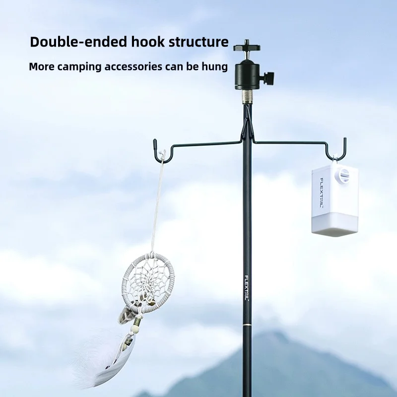 

FLEXTAIL Portable Folding Light Stand - Aluminum Alloy, Dual - Use for Desktop & Outdoors, 360° Rotatable, Double Hooks
