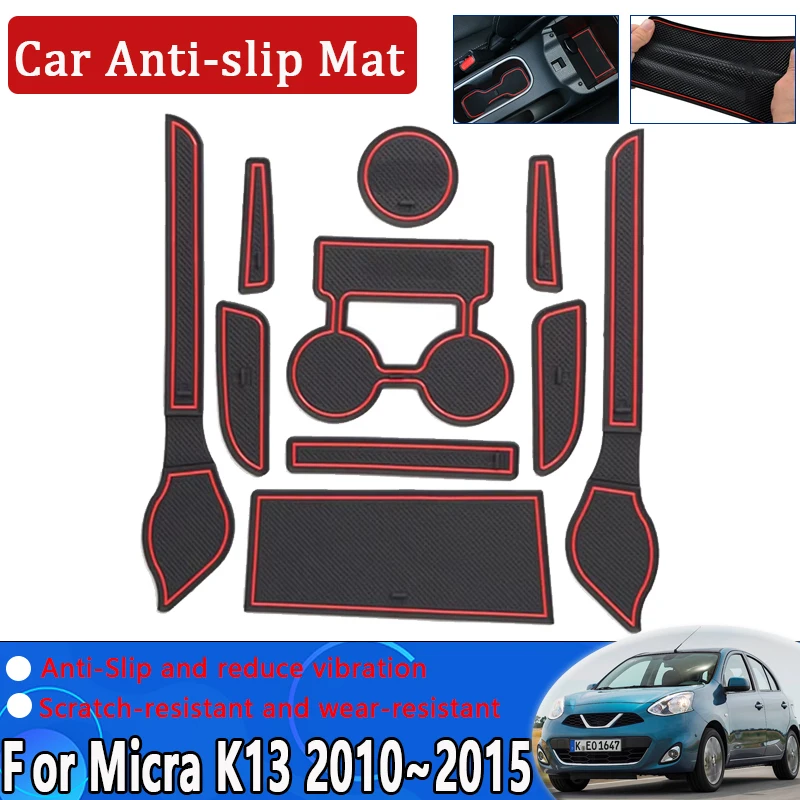 

Anti-dirty Slot Hole Pad For Nissan Micra K13 2010~2015 March Renault Pulse Cushion Rubber Phone Gate Slot Mats Car Accessories