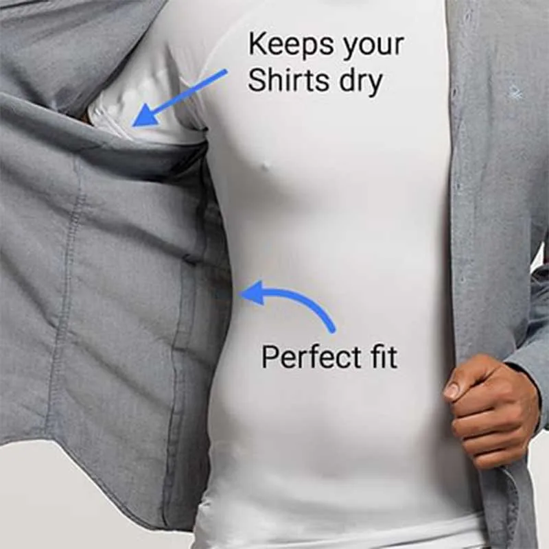 White Undershirts for Men to Control Armpit Sweat Proof Undershirts Sweatproof T Shirt Deep V Neck Mens Gift Sport Base Layer