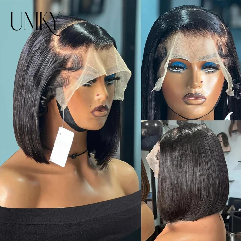 

HD Transparent Wig Bob Wigs Straight Human Hair Wigs 150% 13X4 Transparent Lace Front Wigs 4x4 Human Hair Lace Closure Wigs Remy