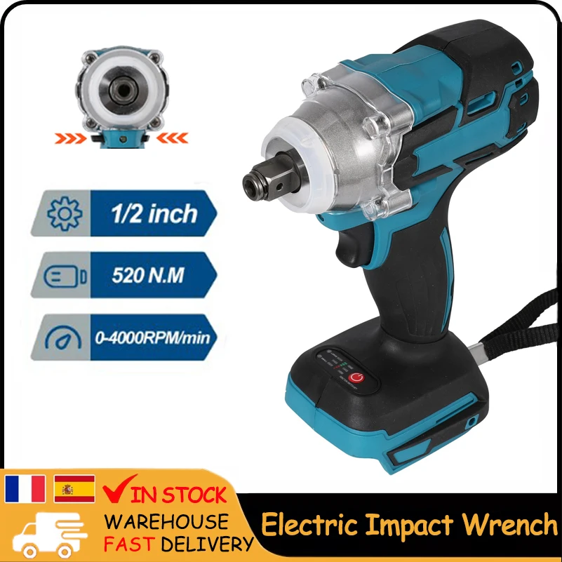 520N.M Brushless Cordless Electric Impact Rechargeable French 1/2 inch French 0-4000PRM/min Power oils for Makita 18V Battery