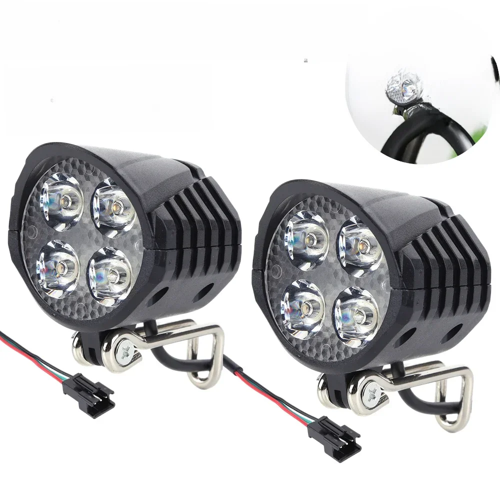 AliExpress alloet 1/2pcs 2in1 Electric Bicycle LED Headlight High Brightness Electric Scooter LED Front Light with Horn 48V Safety Warning Lamp