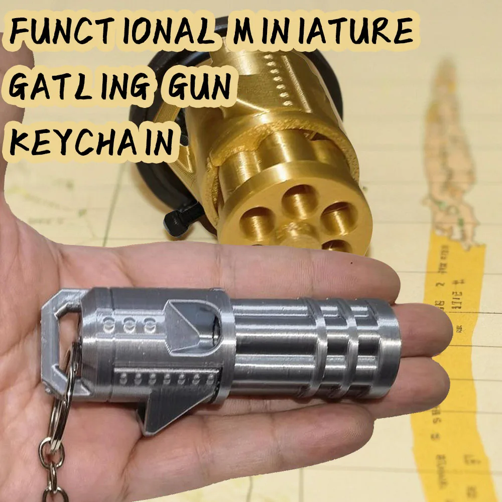 

Functional Mini Gatling Gun Keychain Gun BB Blaster Toy Keychain BB Bullet Shooting Toys 3D Printed Keychain Stress Relief Toys
