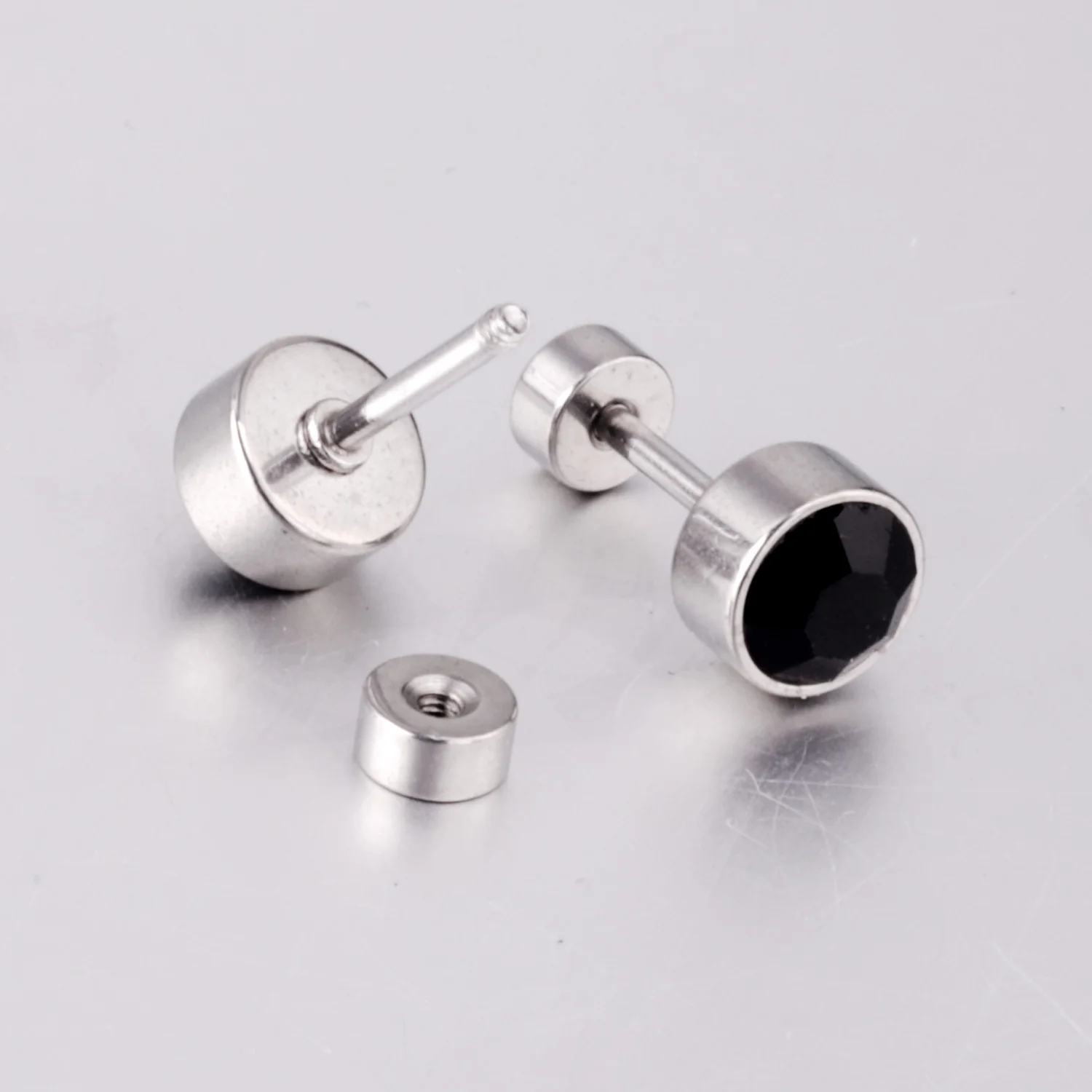 LUXUKISSKIDS 3-6MM Black Cubic Zirconia Studs Earrings For Woman/Man Round Stainless Steel Earrings Jewelry For Daily Wear/