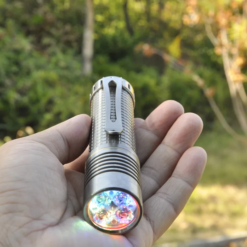 21700 Battery RGB Colorful Flashlight 4000 Lumens Super Bright EDC 519A 5700K Titanium Flashlight