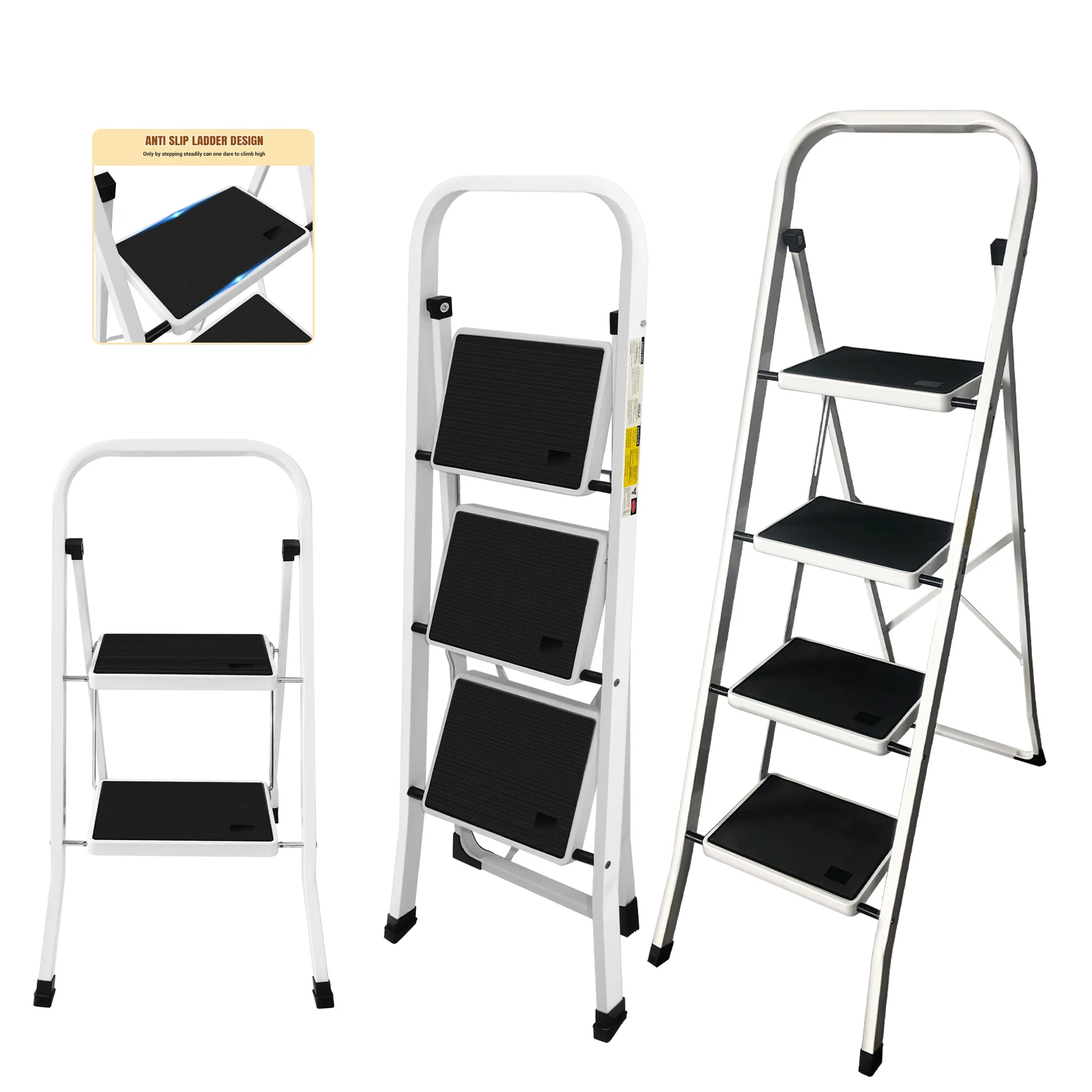 Escalera Plegable de 2/3/4 Peldaños, Taburete Antideslizante para el Hogar, Silla Alta, Escalera de Cocina, Taburete Plegable para Casa