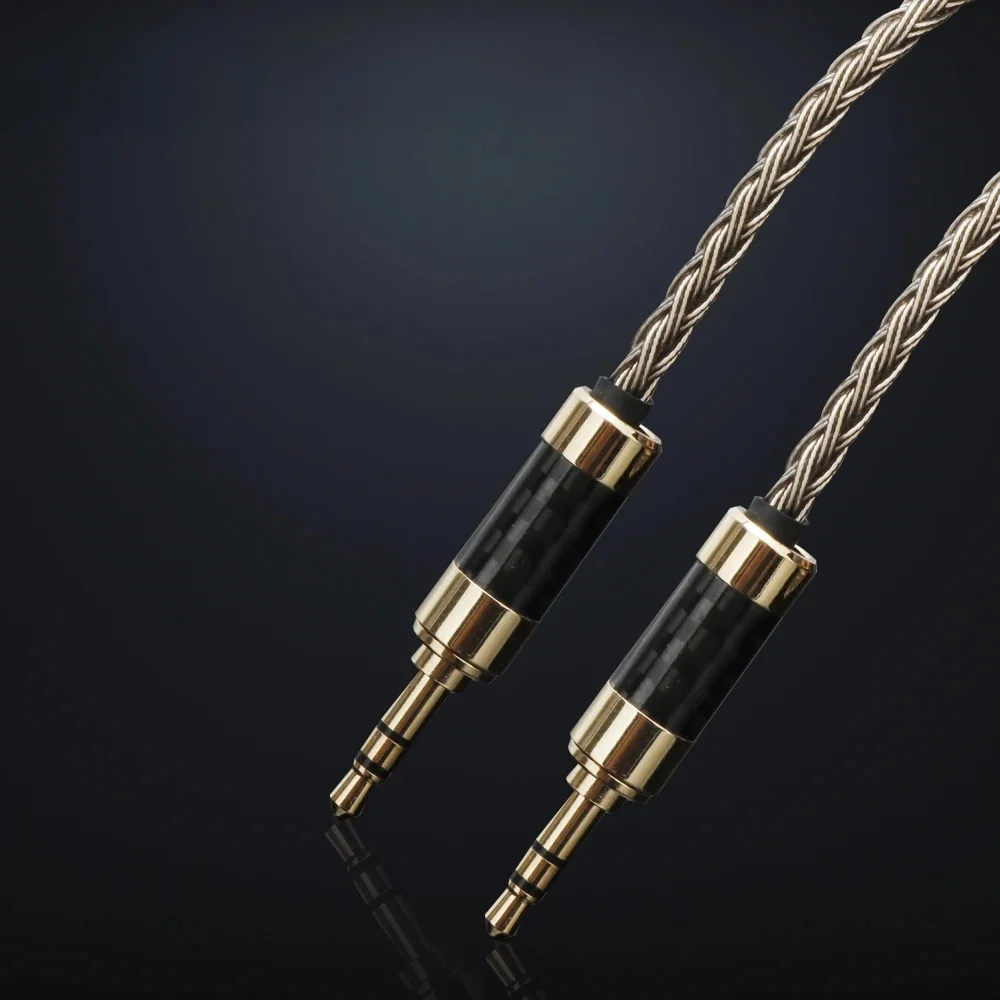 Kabel słuchawkowy Hi-Fi 7N OCC posrebrzany 3.5mm do 3.5mm, kabel adapter, kabel audio ulepszony, kabel do słuchawek, kabel audio Hi-Fi — zdjęcie produktu 7