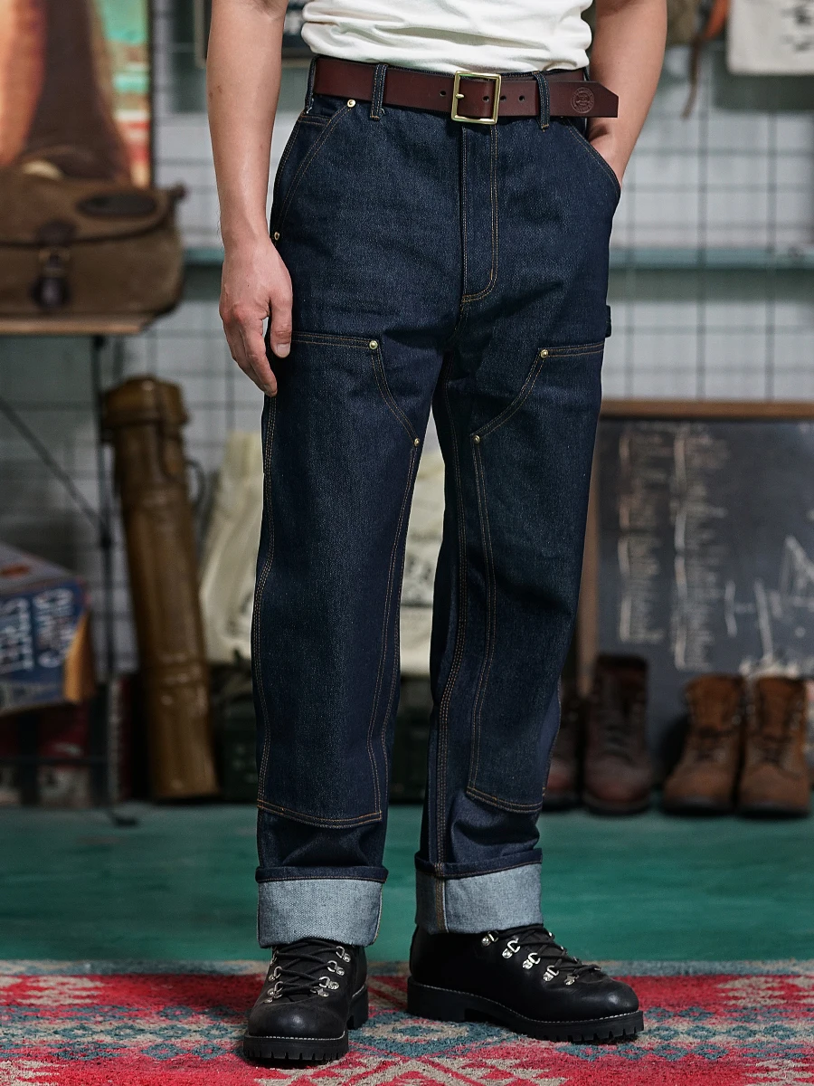 Men\'s Jeans 15oz High Waist Original B01 Carpenter Pants Vintage Workwear Outfit for Men