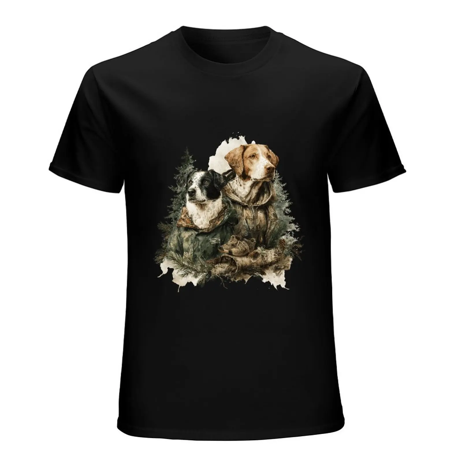 Rustic Cartoon Camo Bow Mallard Duck Duck Call Black Short Sleeve Tshirt Farm Casual Breathable Hunting Tee