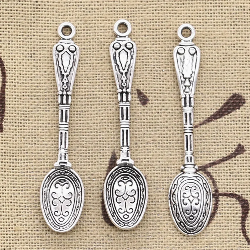 15 sztuk Charms wzór łyżka 48x10mm antyczny brąz kolor srebrny złoty kolor platerowane wisiorki dokonywanie DIY Handmade biżuteria tybetańska — zdjęcie 2