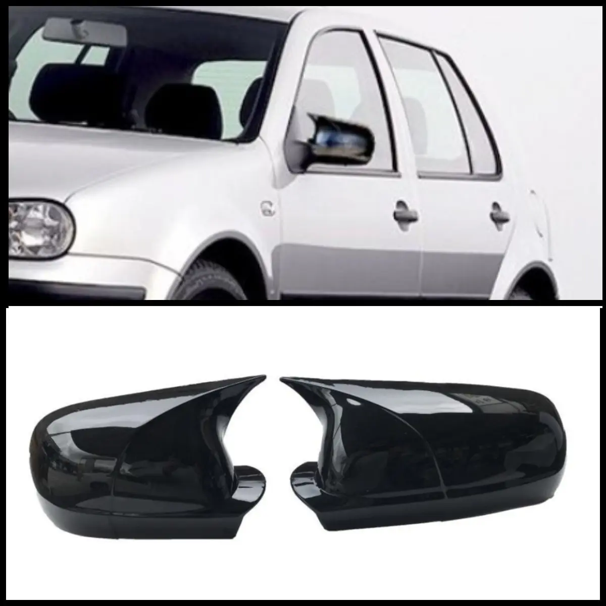 2 Pieces Rearview Mirror Cover For Volkswagen Golf MK4 1997-2003 Side Wing RearView Mirror Case 2 Pieces Cover Glossy Black kit