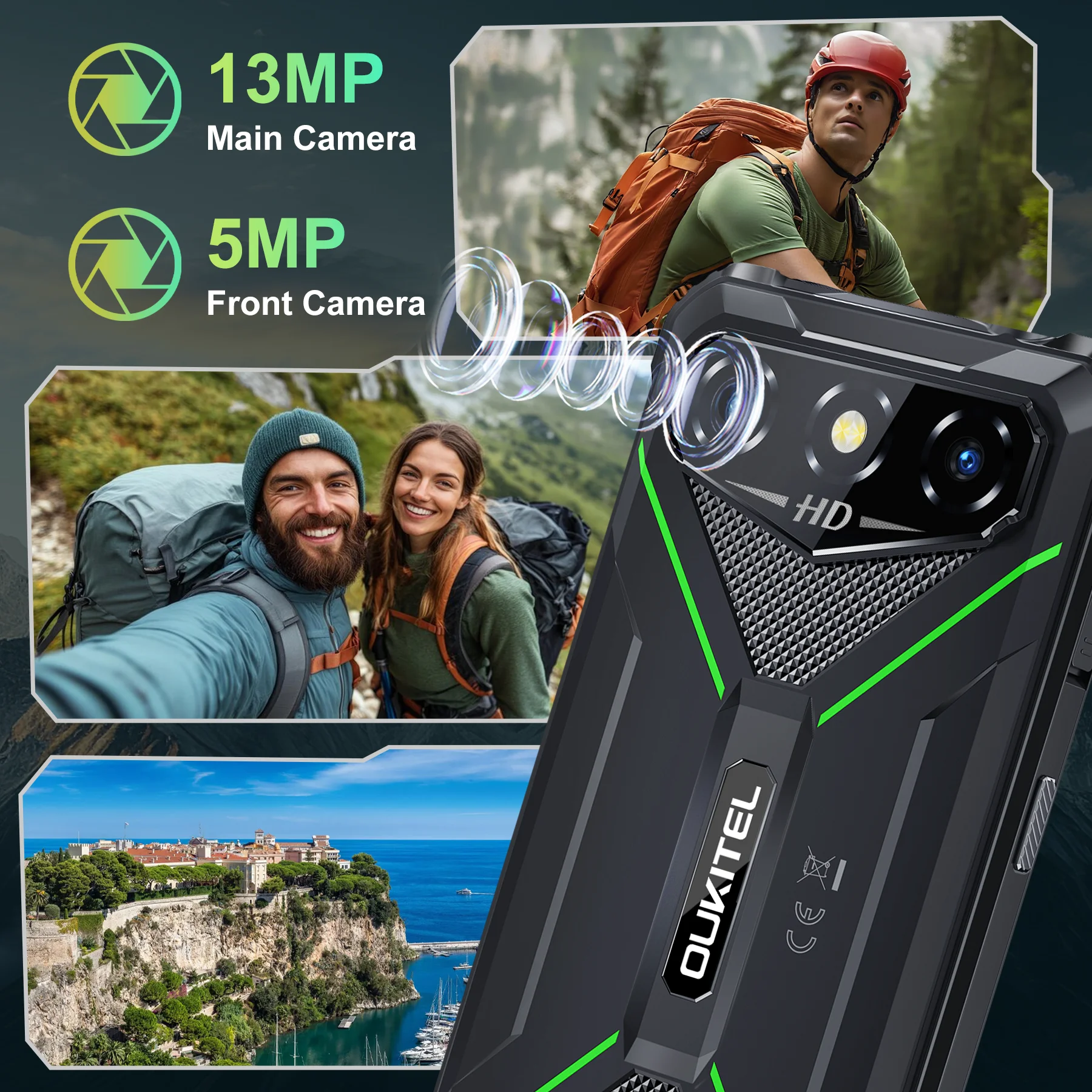 OUKITEL G3 Rugged Smartphone Unlocked -16GB+256GB/1TB TF 6” HD 
