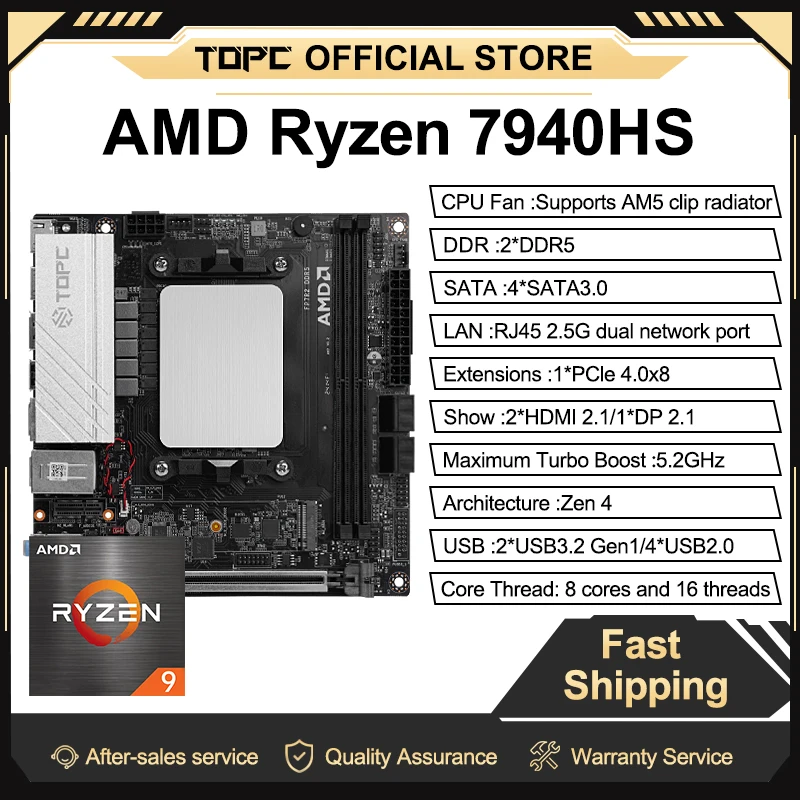 TOPC Ryzen 9 7940HS Mini ITX Motherboard Kit