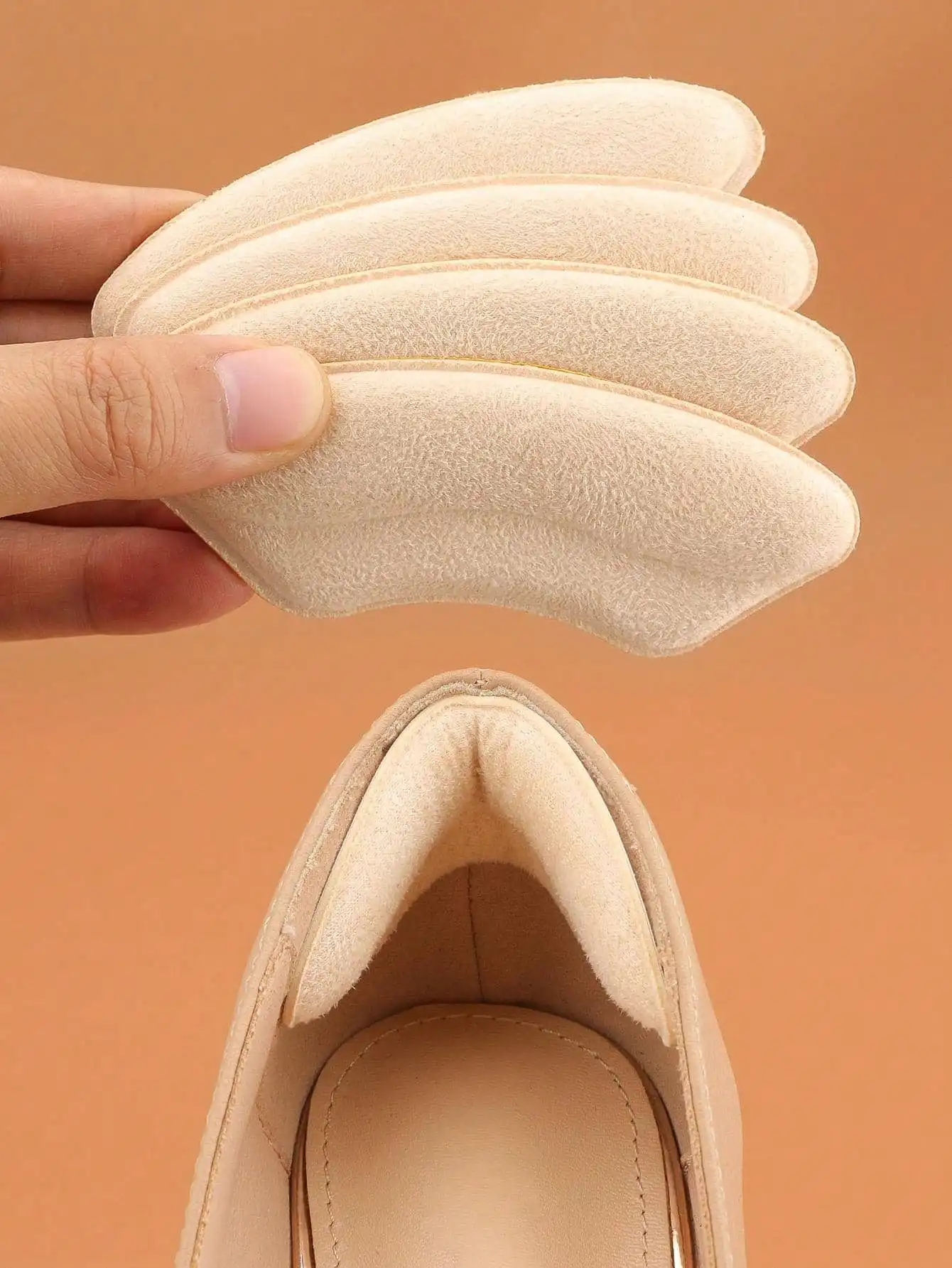 1pairs Minimalist Heel Anti Wear Stickers, Beige Polyester Elegant Pumps Women High Heels And Men Sneakers Shoes Summer Daily We