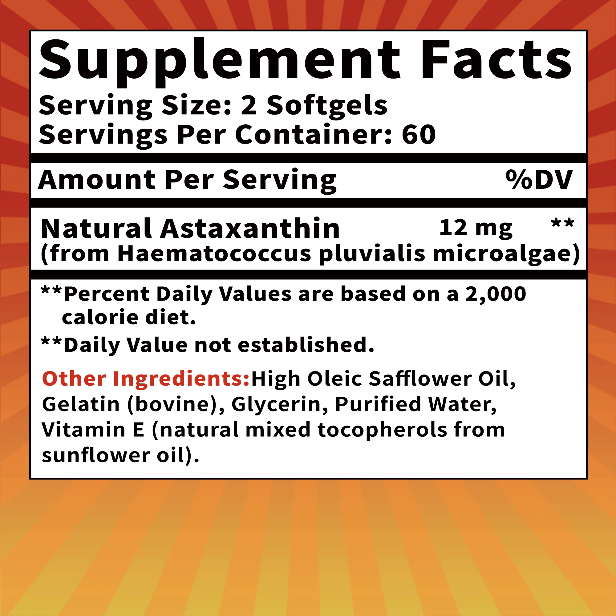 Astaxanthin Supplement - Heart Health, Accelerates Metabolism, Supporting Eye, Joint & Skin Health - 120 Capsules