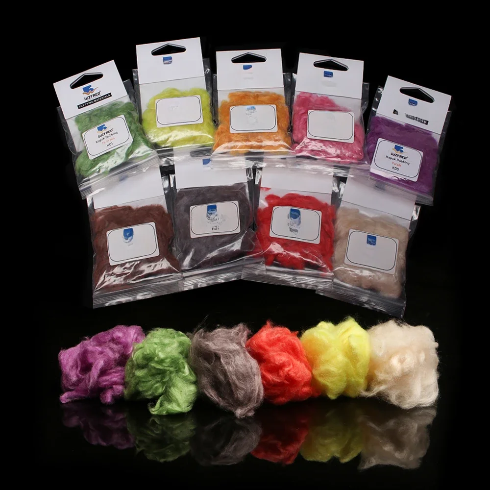1 opakowanie/9 opakowań Kapok Dubbing Natural Buoyant Superfine Fiber Fly Fishing Tying Material for Dry Fly Adams Nmyphs Trout Lure — zdjęcie 2