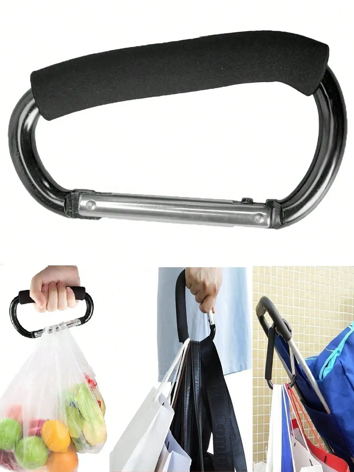 1PC Sturdy And Durable Multifunctional Stroller Hook With EVA Handle - Durable Aluminum Alloy For Shopping And Storage Accessori