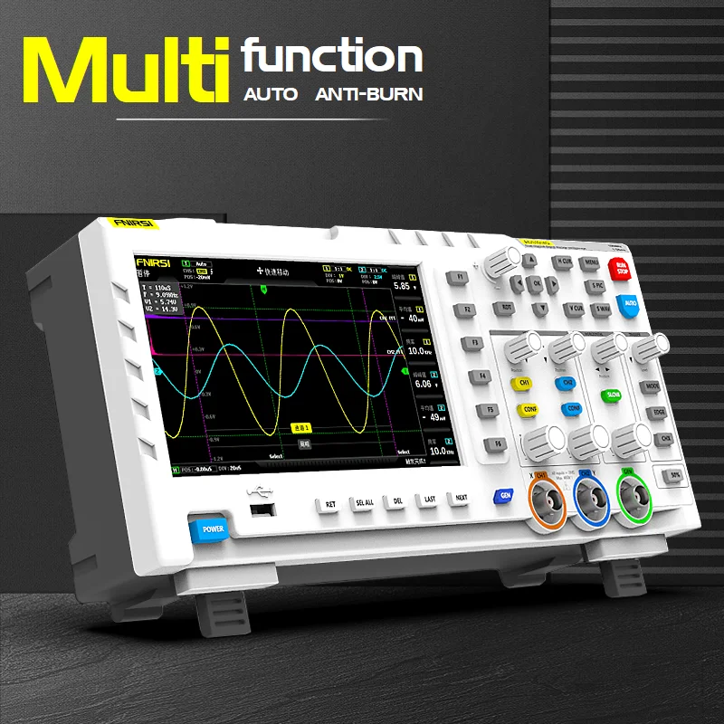 FNIRSI-1014D Osciloscópio Digital, 2 em 1, Dual Channel Input, Signal Generator, 100MHz * 2 Analog Bandwidth, 1GSa/s Taxa de Amo