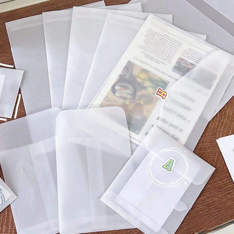 Enveloppes en papier semi-transparentes à l'acide sulfurique, 10 pièces, pour bricolage, stockage de cartes postales, emballage cadeau d'invitation de mariage
