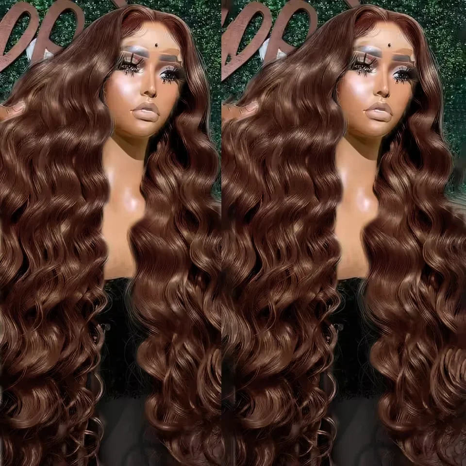 

Mossily 220% Chocolate Brown Body Wave 13x6 HD Lace Front Human Hair Wigs Pre Plucked Brown Colored Human Hair Wigs For Women