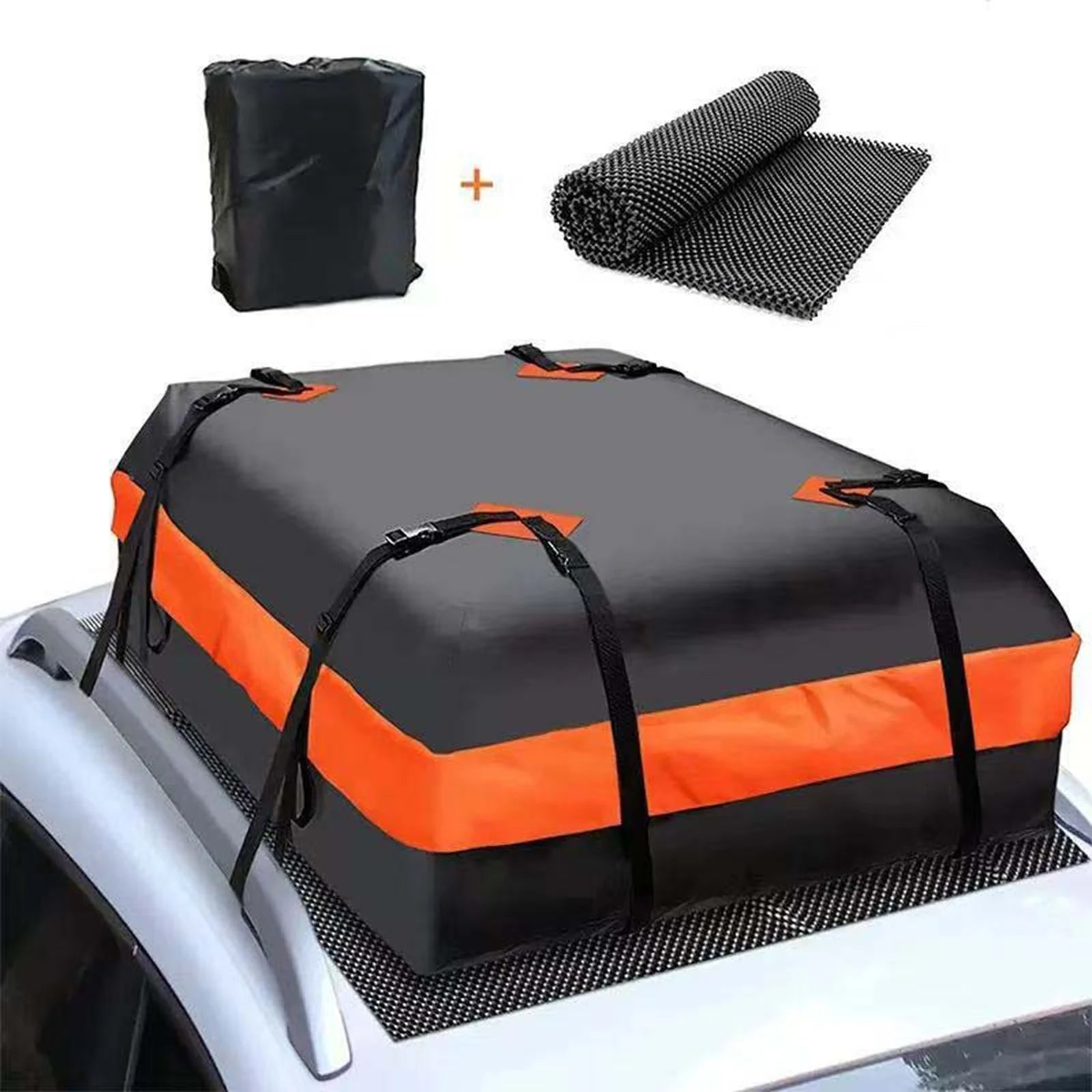 Universal Car Rooftop Cargo Carrier Bag Waterproof 420D Oxford cloth with Anti-Slip Mat Roof Top Storage Bag for SUV Truck Van C