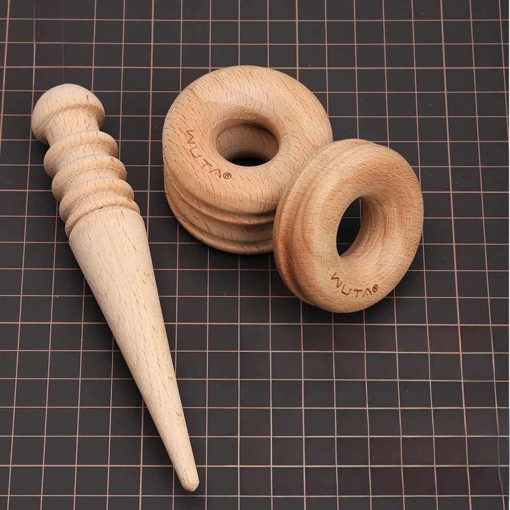 WUTA 1PC Brunissoir à cuir Bâton de lissage à bois Outil de rainurage à bord arrondi Bricolage Poli Meulage Lisse Outils d'artisanat en cuir Outils en cuir