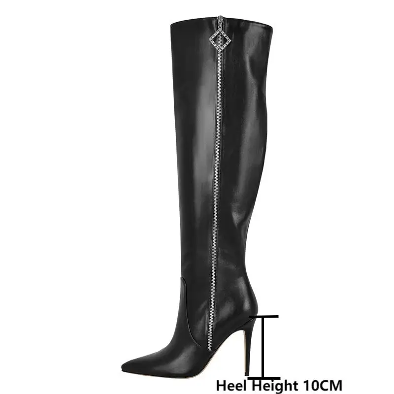 Onlymaker Women Pointed Toe Black Matte Over Knee High Boots Side Zipper Stiletto Fashion Big Size Handmade Boots