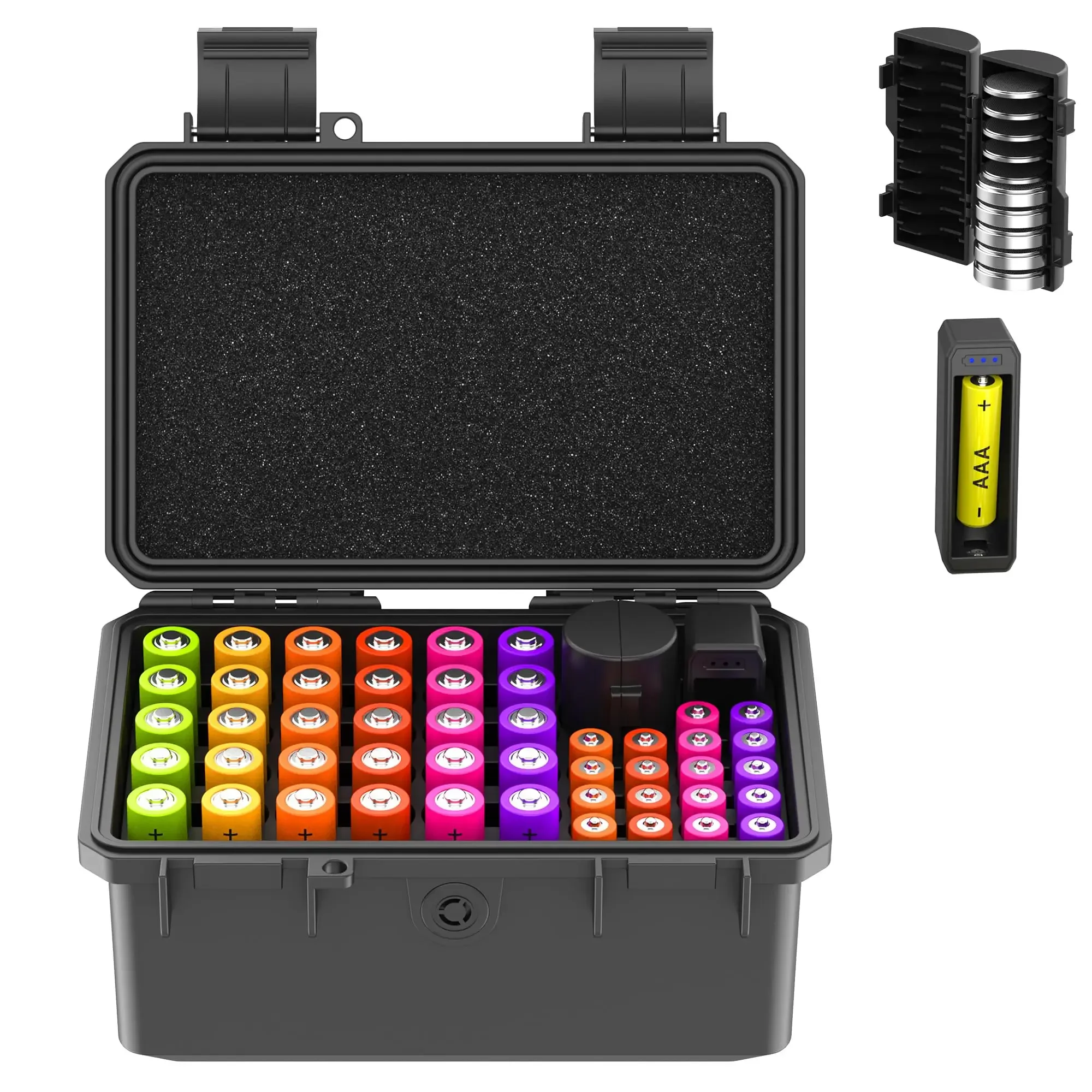 Multi Slots Batterien Aufbewahrung koffer aa/aaa/Münz batterie gehäuse halter mit Batterie tester