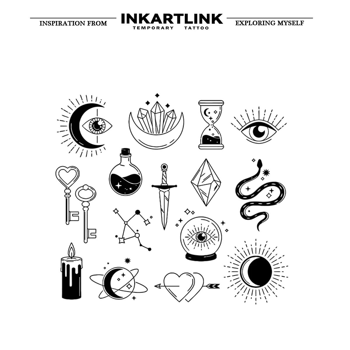 Simple small design temporary tattoo sticker, waterproof magic tattoo, lasts to 15 days fake tattoo, semi permanent tattoo