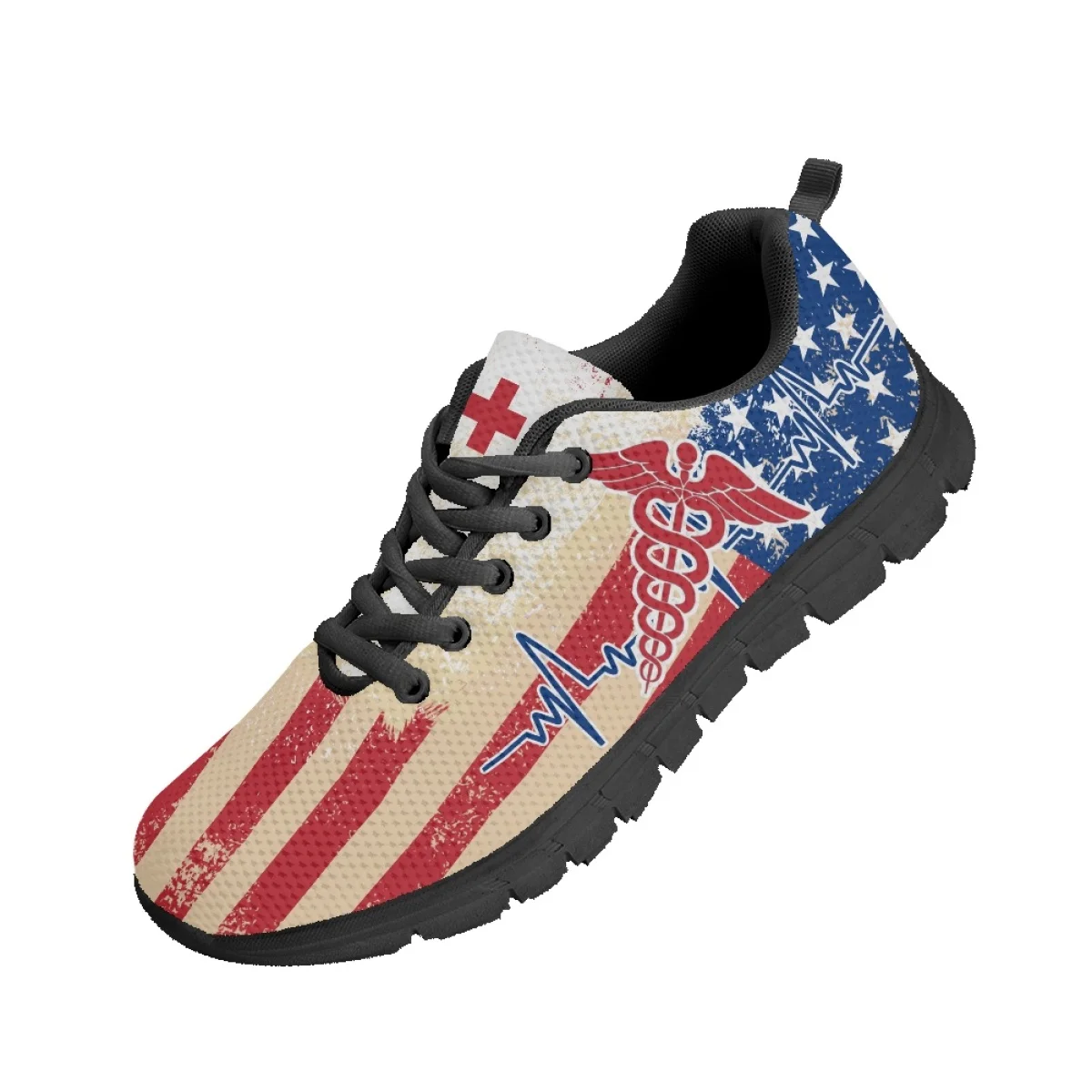 INSTANTARTS Trendy Sport Sneakers Registered Nurse Paramedic EMT EMS Design Women's Casual Flats Outdoor Light Walking Footwear