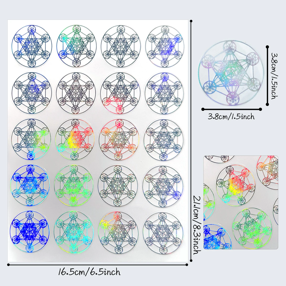 200 قطعة من الملصقات المجسمة على شكل مكعب ميتاترون - تصميم هندسي مقدس، ملصقات تزيين روحية لسكرابوكينغ والمجلات. #2