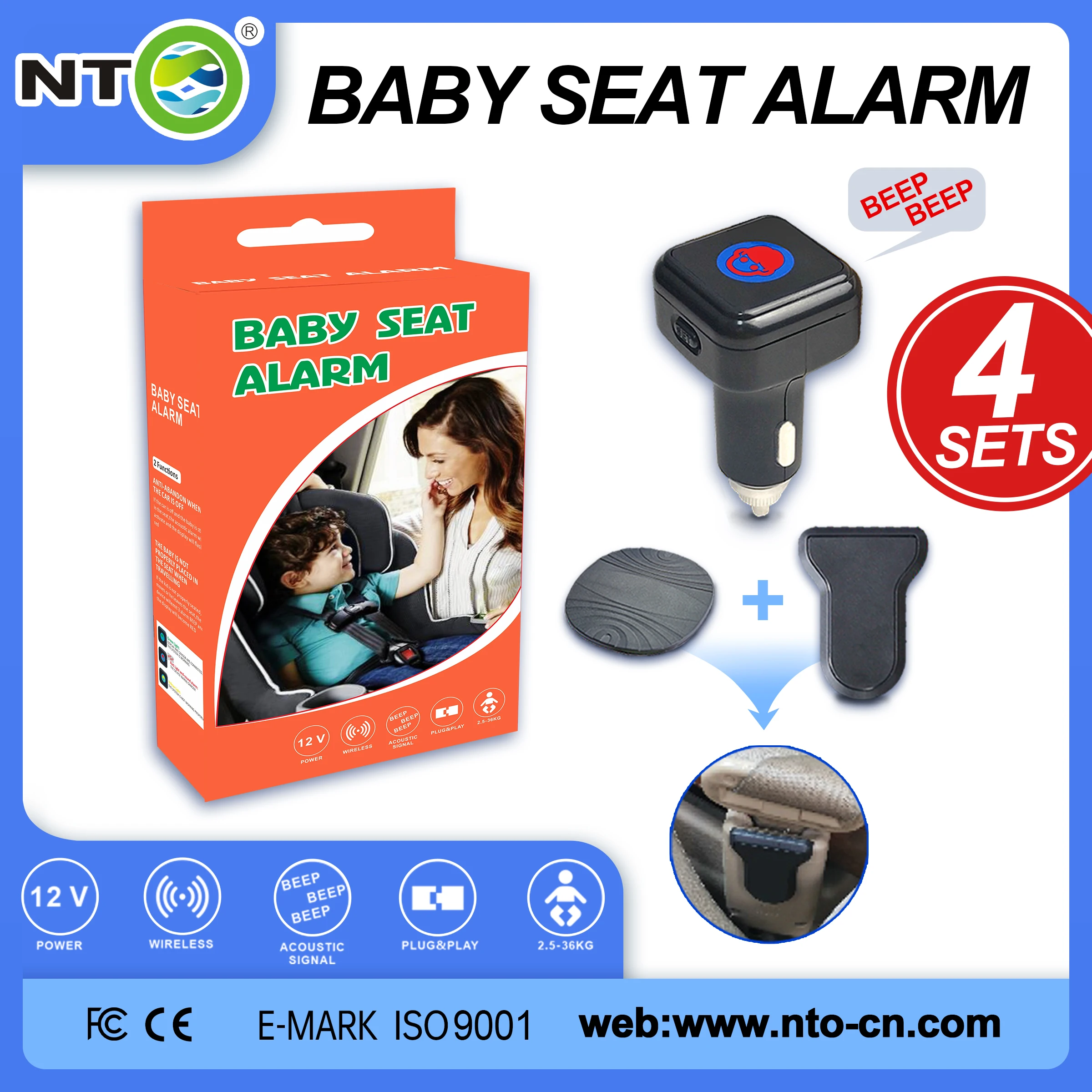 4 SETS NTO Child Baby Car Safety Seat Kid Protection Toddlers Harness Car Baby Seat Reminder Alarm For Children