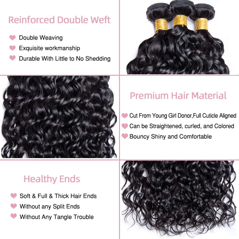 딥 웨이브 인모 1 3 묶음 딥 웨이브 묶음 100% 인모 묶음 내추럴 블랙 컬러 인모 익스텐션 여성용