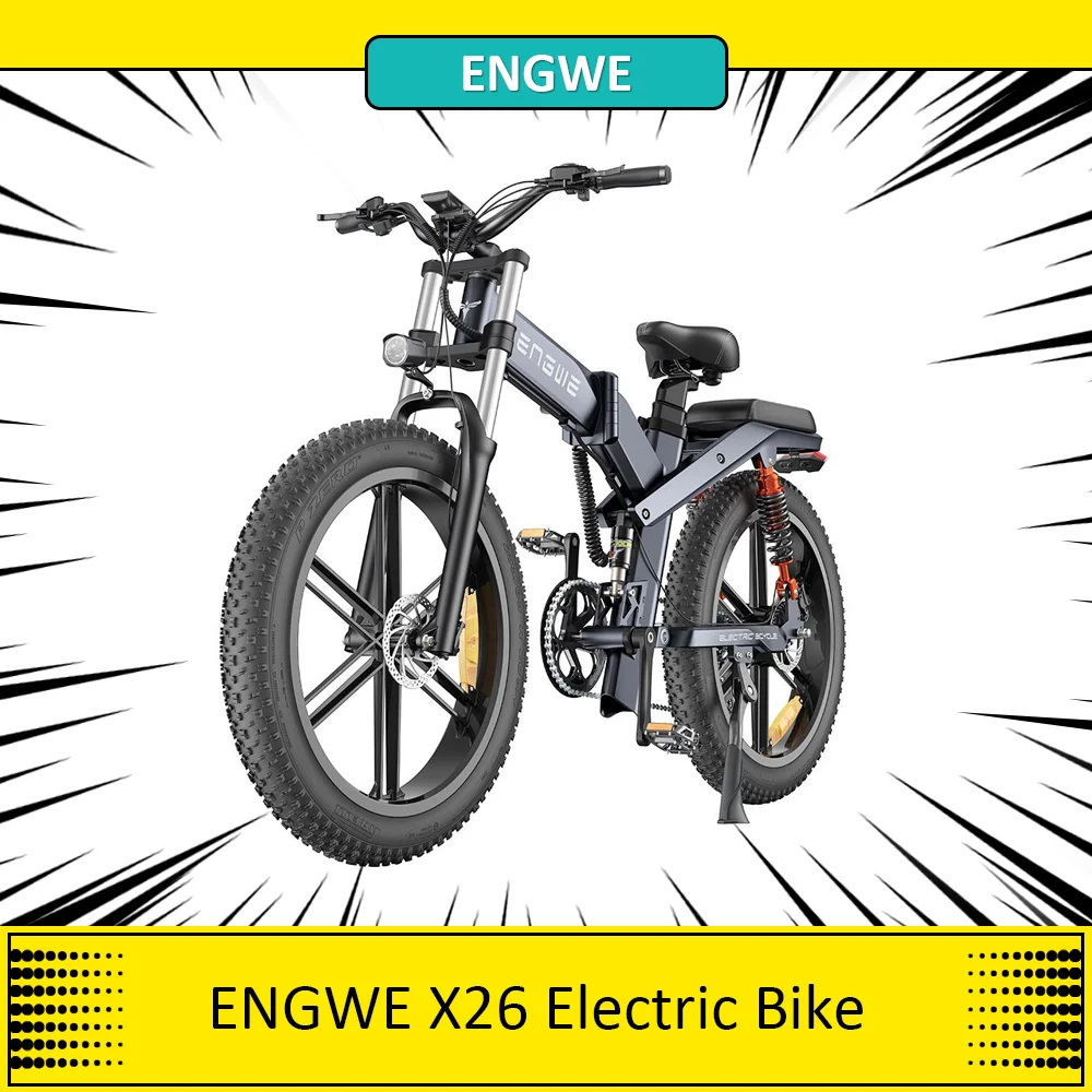 ENGWE X26 Electric Bike 48V 1000W Motor MTB 19Ah & 7.5Ah Dual Battery for 57.7 Miles Range, 26*4.0 inch Fat Tire E-Bike