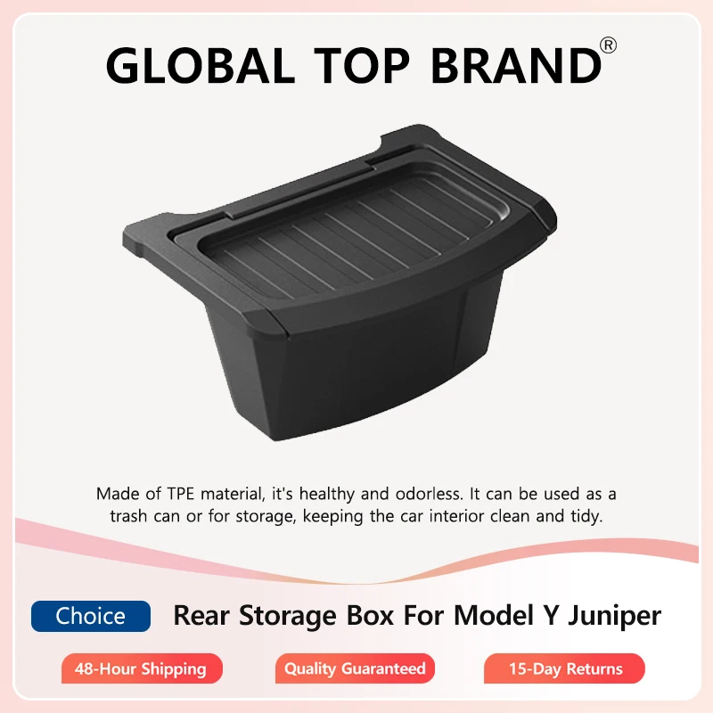 

For Model Y Juniper Rear TPE Storage Box2025 2026 Under Seat Organizer With Lid Space Saving Bin Scratch Resistant Bucket