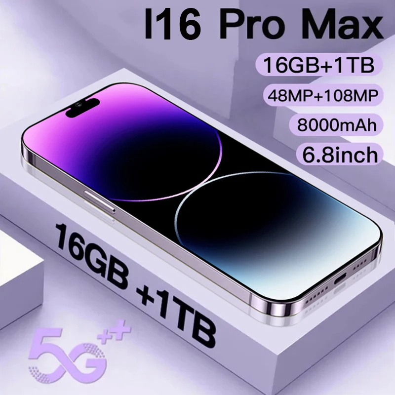 

i16 ProMax 2025 HOT Original For Brand Smartphone 7.3 inch New Full Screen 4G 5G Cell Phone 6800mAh Mobile Phones Global Version