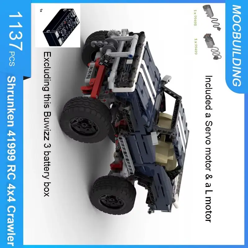 

Truck Model Shrunken 41999 RC 4x4 Crawler MOC Building Blocks DIY Assemble Bricks Transportation Toys Gifts with Motors 1137PCS