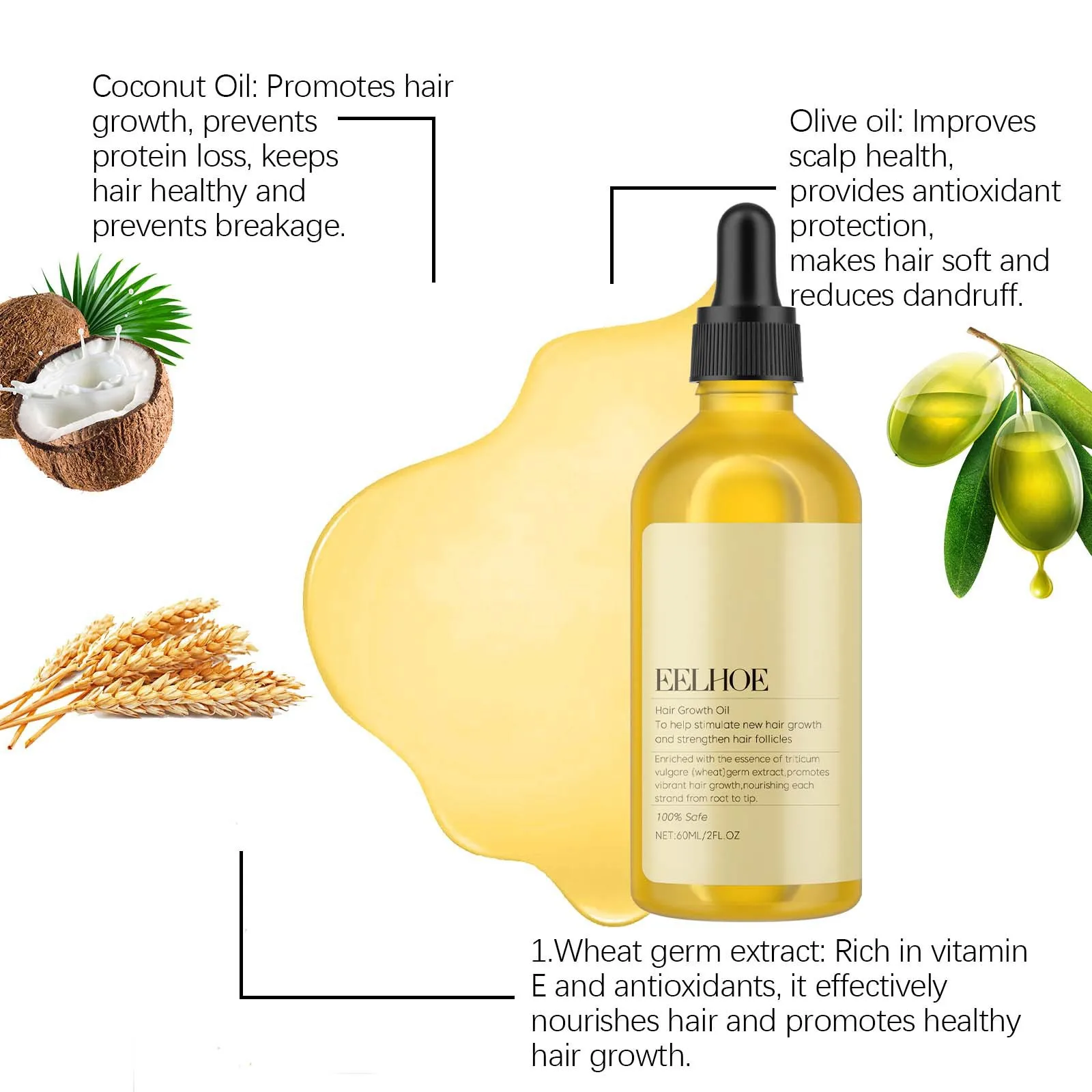 EELHOE Growth Essential Oils for Dense Hair Loss Damage Repair Smoothing Hair Oil Dandruff Treatment Remover Hair Care Products