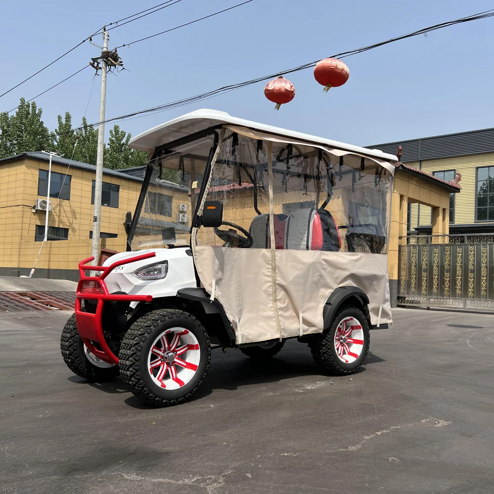 Bateria de lítio elétrica Golf Carts, 4 Seater, Carrinhos de golfe vermelhos, 4kW, 5 kW, 7,5 kW, Motor AC, 60V, 72V, Nova Chegada