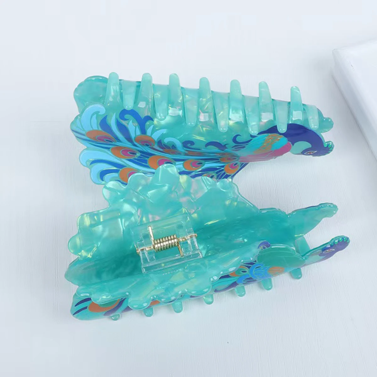 1pc High-grade Peacock Shape Hairpin Imitation Acetate Clip Cartoon Animal Shark Clip Hair Ornament Headdress