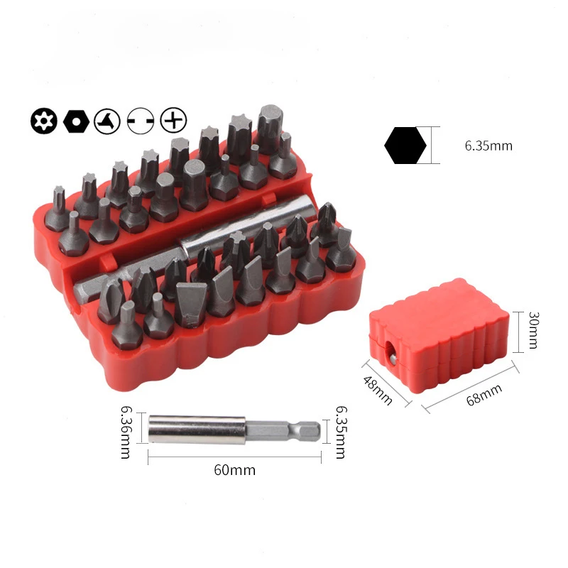 33pcs Magnetic Security Screwdriver Bit Set Combination Set With Internal Hexagonal Screwdriver Bits For Screwing