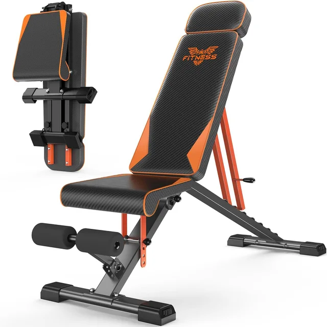 Adjustable Weight Bench with Resistance Bands Folding Weight Bench for Full Body Workout Home Quick Folding Versatile 1