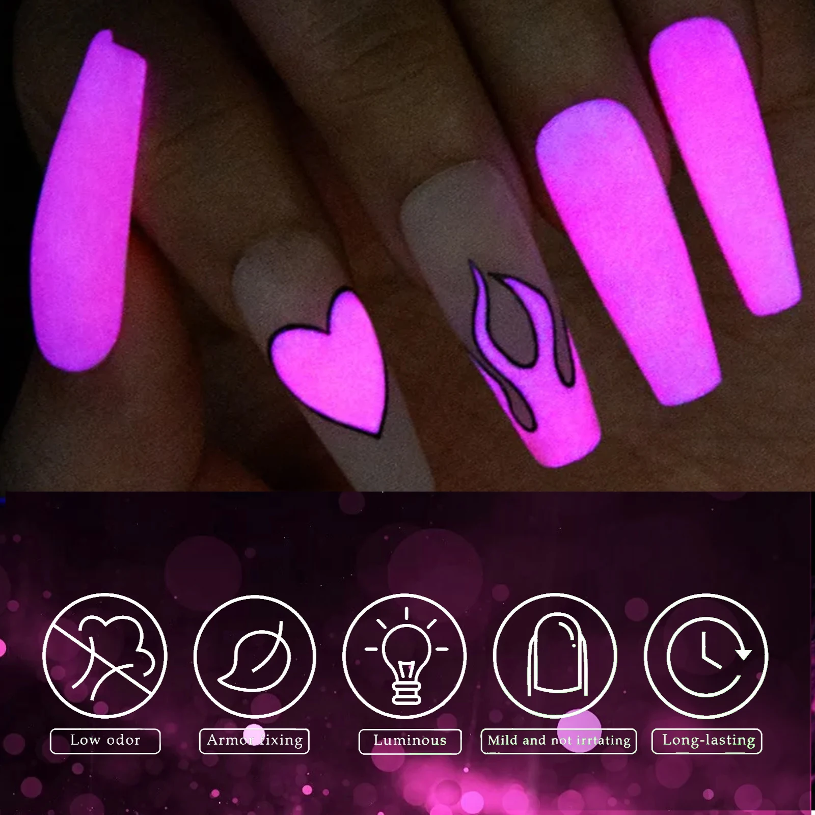30g Lichtgevende Nail Art Poeder Halloween Dompelpoeder Roze Pompoen Oranje Glow In Dark Fosfor Poeder Party Manicure Salon DIY
