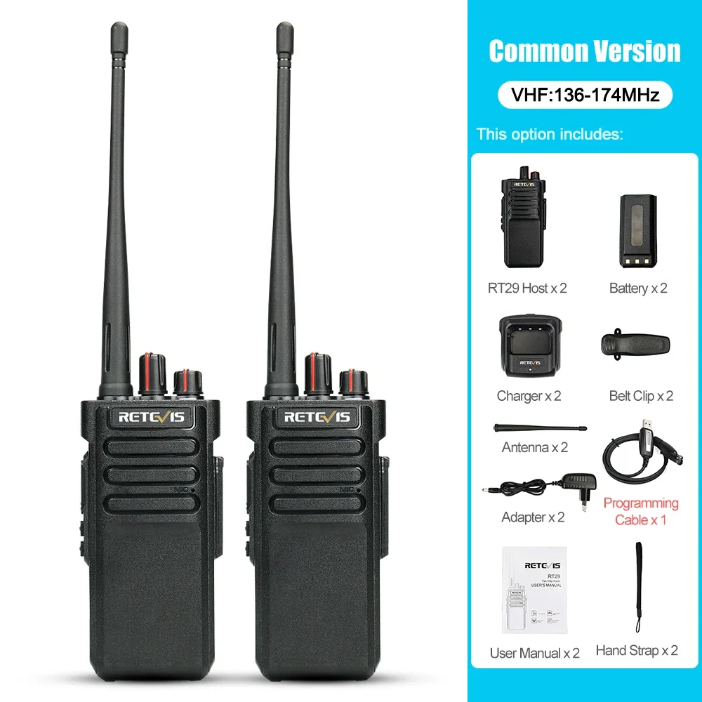 Retevis RT29 Walkie Talkie Lange Afstand Krachtig IP67 Waterdicht VHF of UHF 1pc of 2pcs Duurzaam Tweewegscommunicatiesysteem