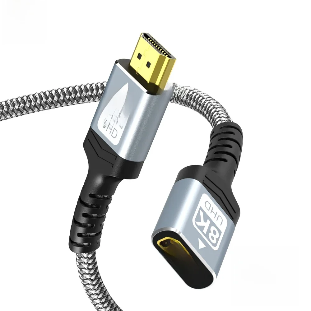 Câble d'extension compatible HDMI FSU 8K, adaptateur mâle vers femelle, 4K @ 120Hz 8K @ 60Hz 2.1 48Gbps, Compatible avec PS5,PS4,TV PC,Blu-ray