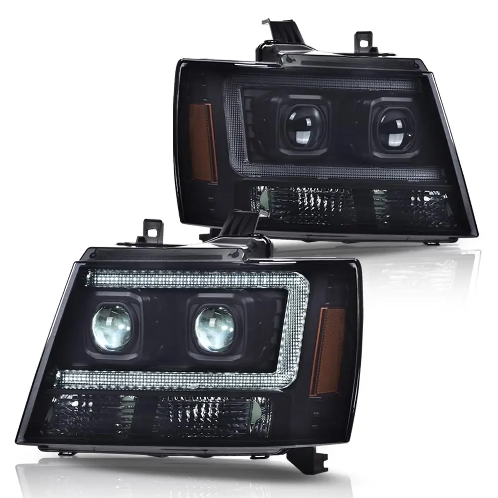 

Led Tube Dual Projector Headlights Compatible with Chevy Avalanche Suburban 2007-2013 / Chevy Tahoe 2007-2014 Headlamp Assembly
