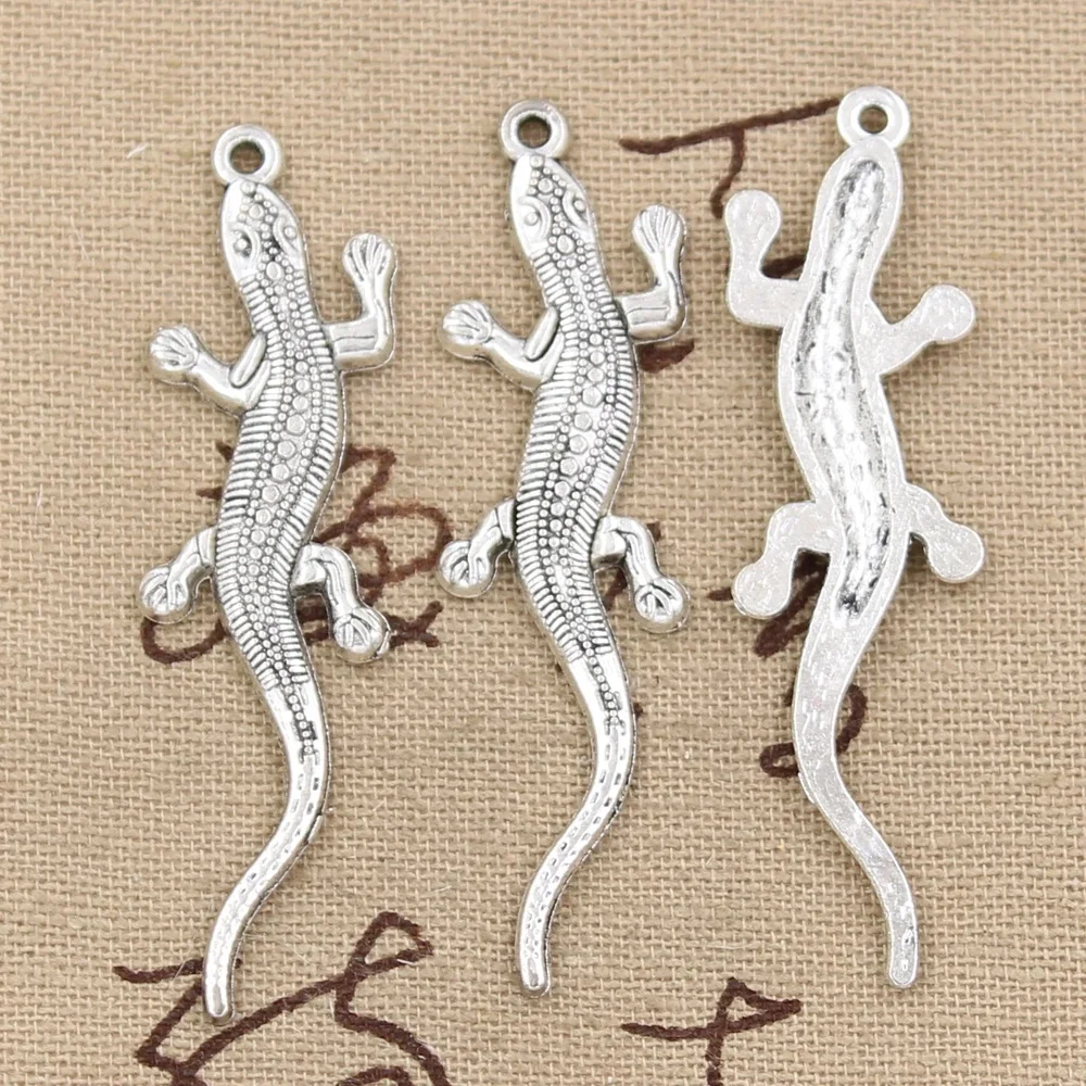 8 sztuk Charms Gecko jaszczurka 56x15mm Antique Making wisiorek fit, w stylu Vintage tybetański brąz srebrny kolor, ręcznie robiona biżuteria DIY — zdjęcie 2