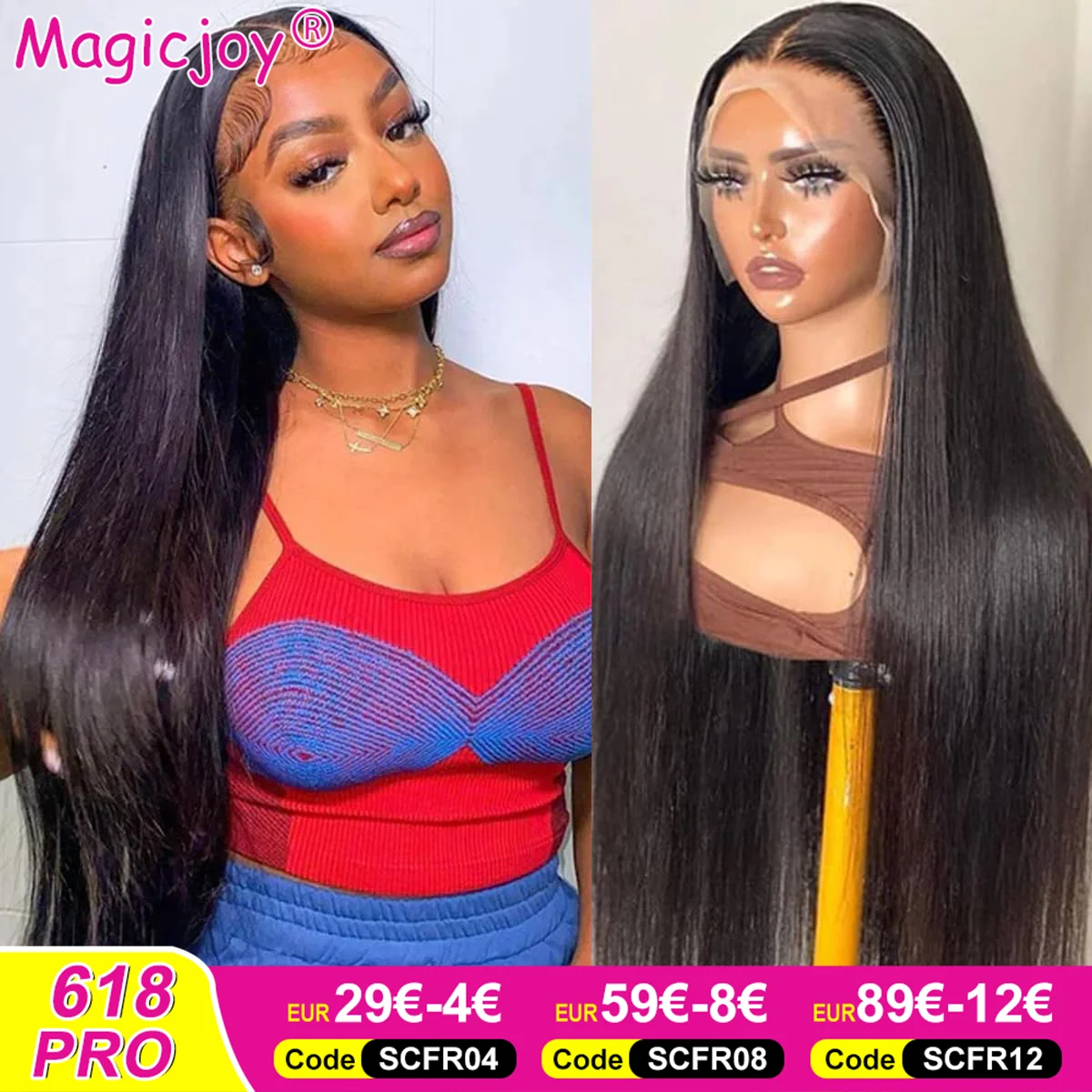 Magicjoy 28 30 Inch Straight Lace Front Wigs Human Hair 180 Density 13x4 13x6 HD Lace Front Wigs Human Hair Pre Plucked