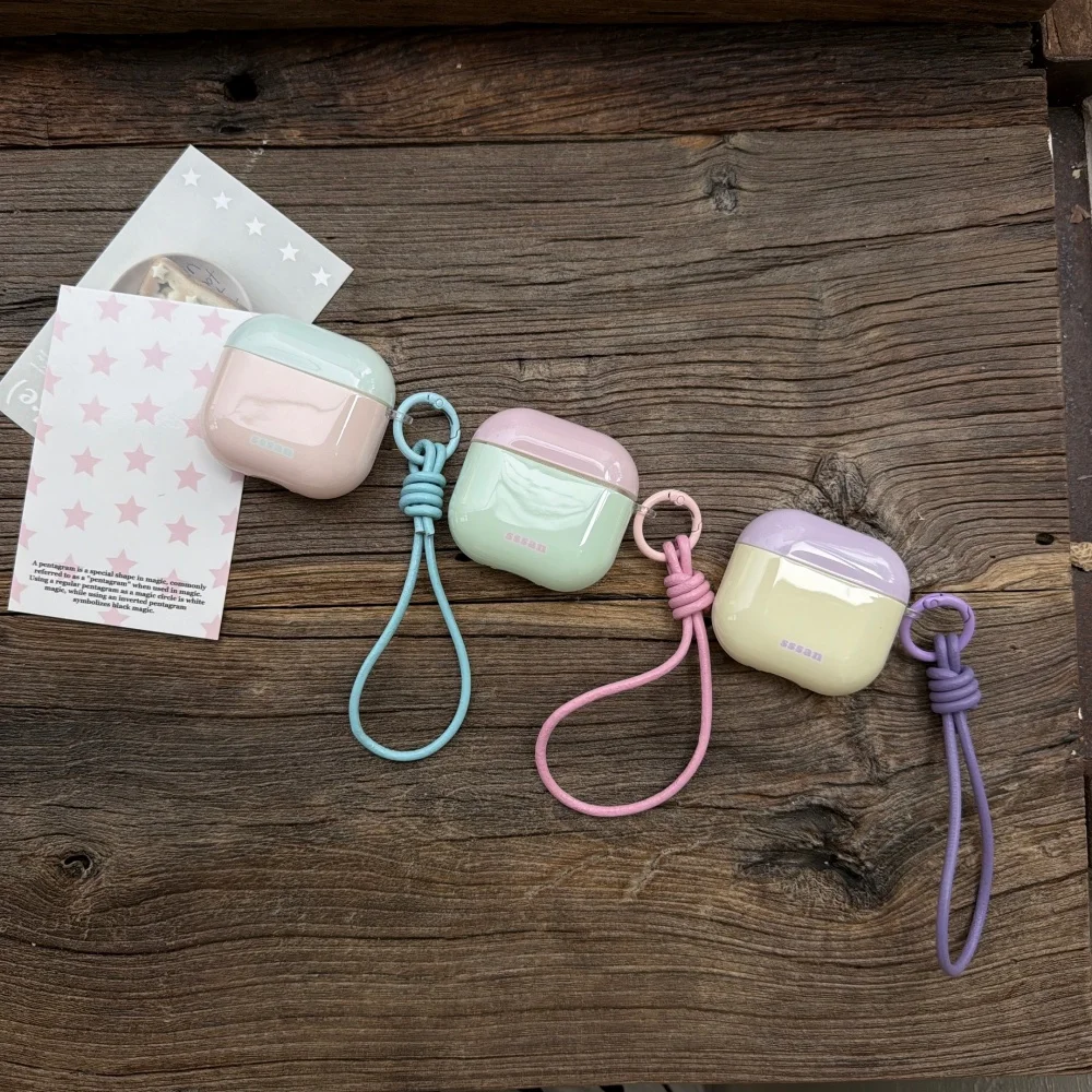 Korea Ins Macaron Color Simple Earphone Case For Apple Airpods 1 2 3 4 Pro 2 Pro 3 Fashion Anti-fall Protective Cover With Charm