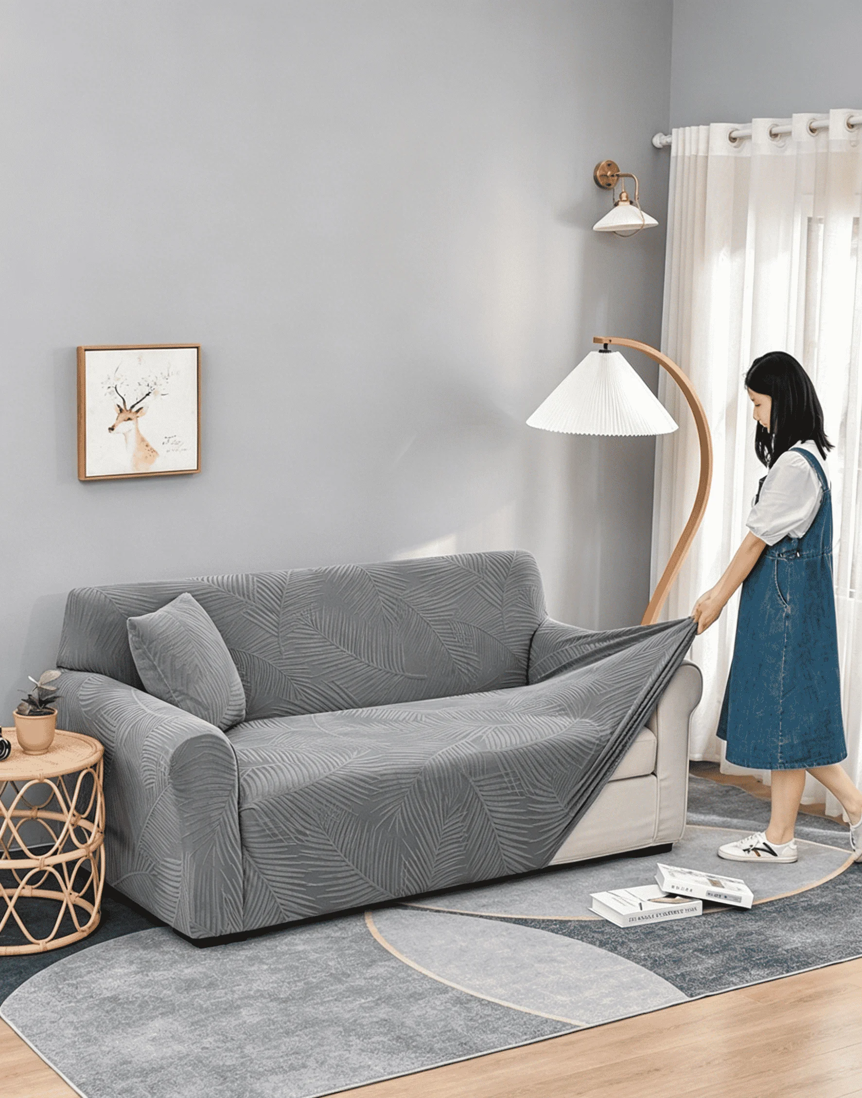 1 Stück Ganzjahres-Jacquard-Muster Sofabezug mit Hoher Elastizität Einfache Installation Haustierfreundlich für Wohnzimmer